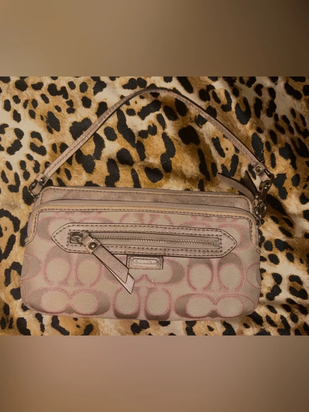 Coach Beige and Pink Signature wallet